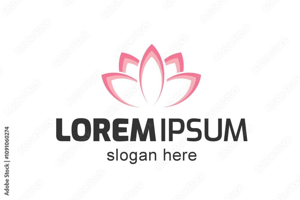 Fototapeta premium Lotus Flower Flat Vector Logo or icon Design