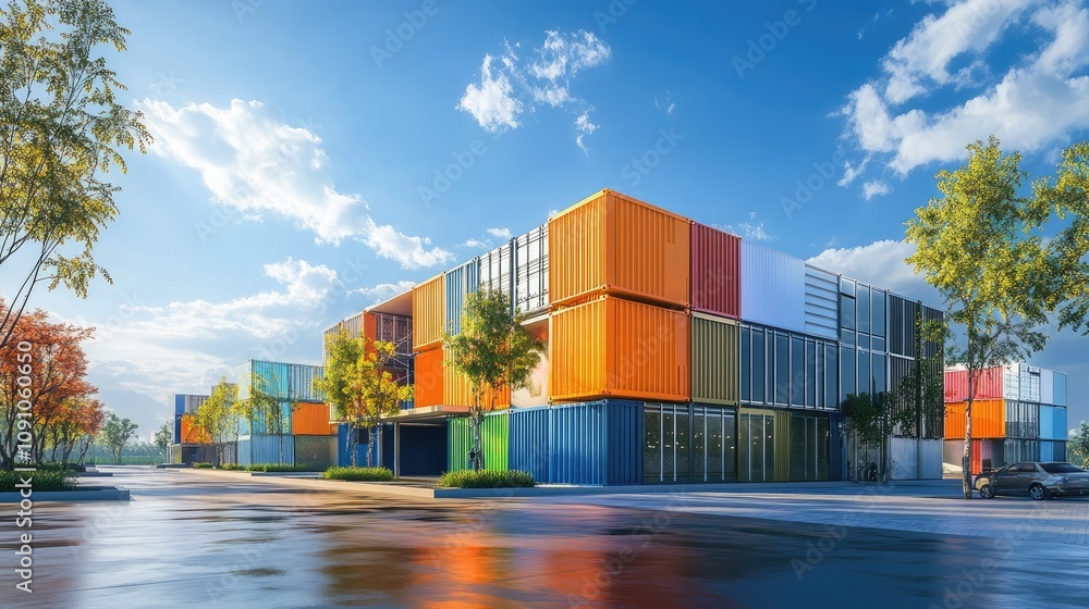 Obraz premium Shipping yard, cargo containers, container box shipping