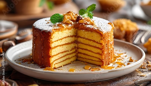 Medovik is a Russian classic cake photo