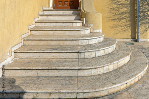 Photography Round Stairs Structure Made From Stone at Sunny Day