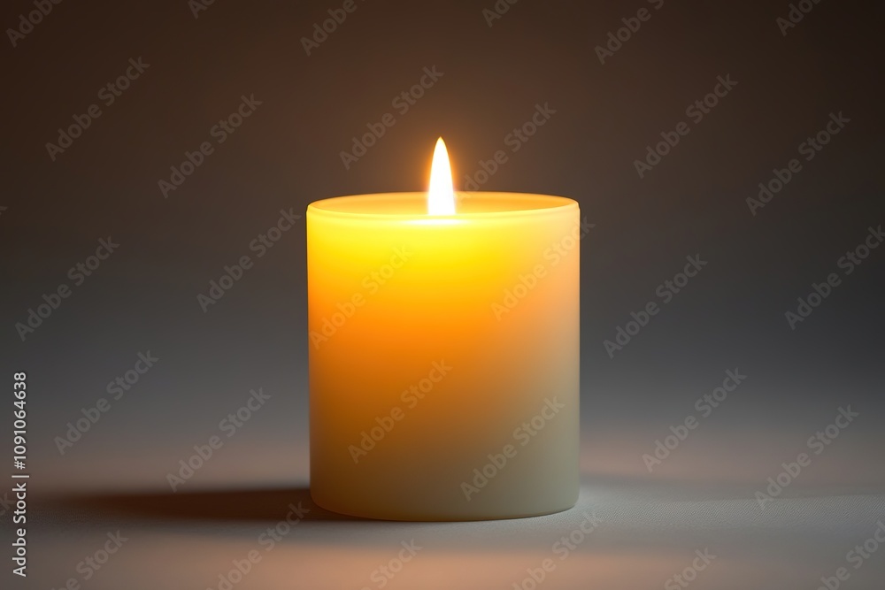 Glowing candle on dark background, symbol of serenity Glowing candle on dark background, symbol of serenity