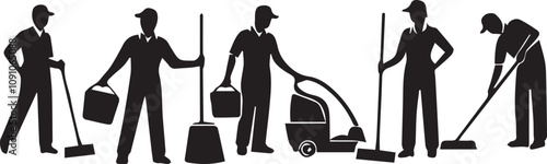 Cleaning Service Silhouettes vector illustration