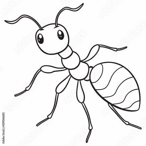 Ant  full body liner art Vector Design Isolated and Minimalist illustration