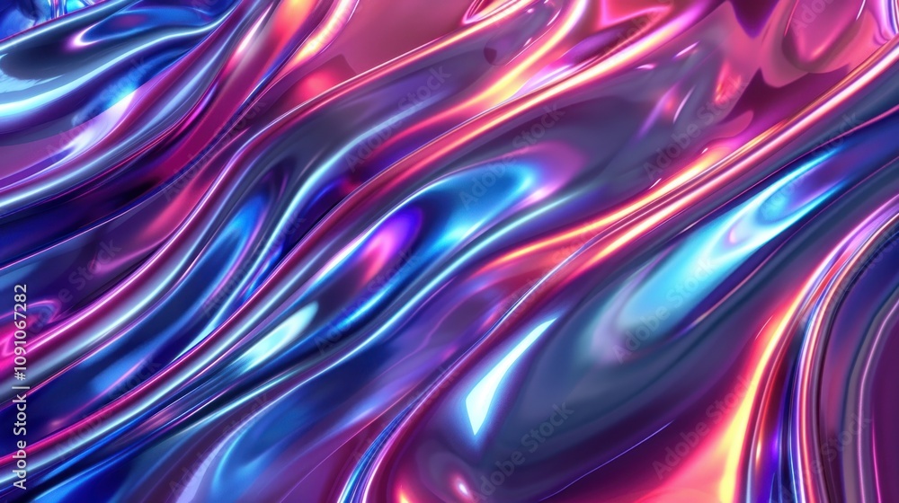 Fototapeta premium A vibrant, flowing abstract design with shimmering colors and smooth textures.