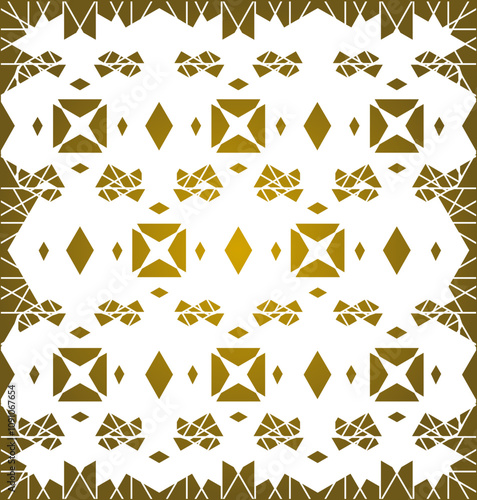 Ornement décoratif Motif abstrait Diamant Flocon Carré Réseau de style arabe géométrique Doré Or