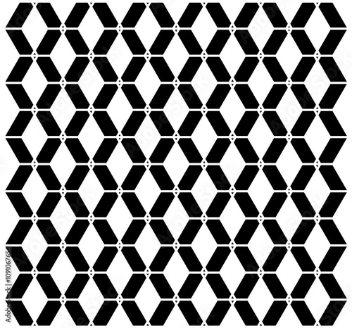 Ornement décoratif Motif abstrait Diamant et Flocon Carré Réseau de style arabe géométrique Noir et Blanc
