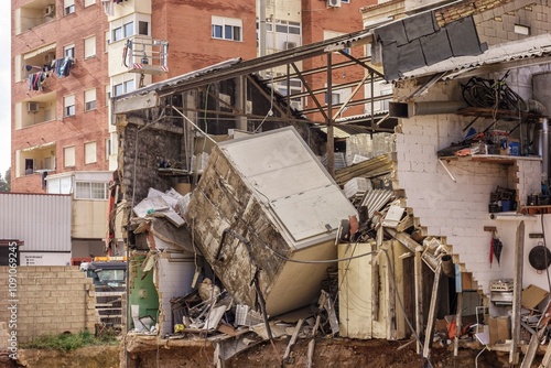 Buildings half destroyed by the flood in the Poyo ravine caused by the intense rains of the Dana over the Valencian Community photo