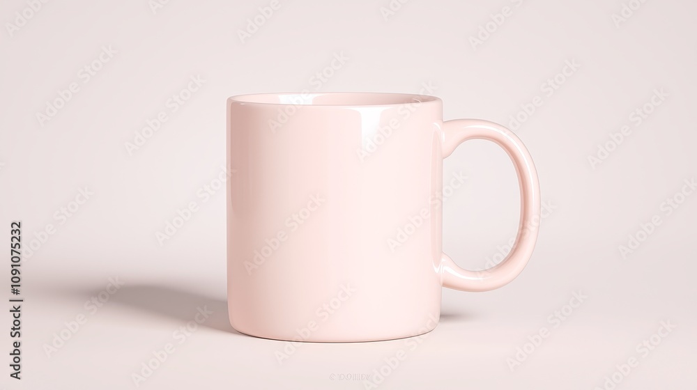 Fototapeta premium Elegant pink coffee mug minimalistic studio setting product photography soft lighting aesthetic appeal