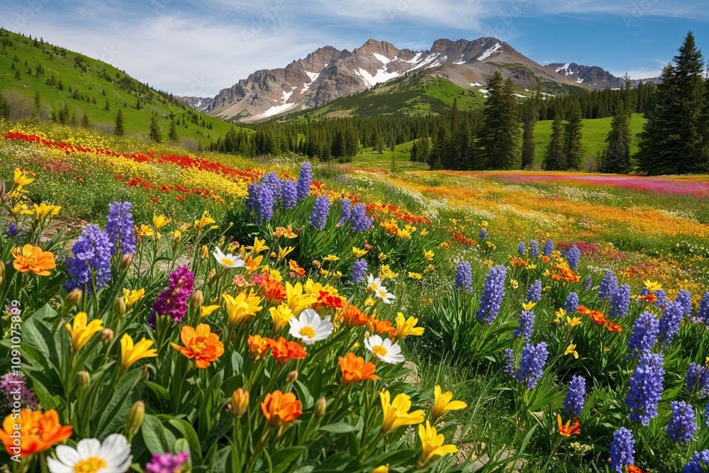 Lush Spring Wildflower Fields in Full Bloom Lush Spring Wildflower Fields in Full Bloom