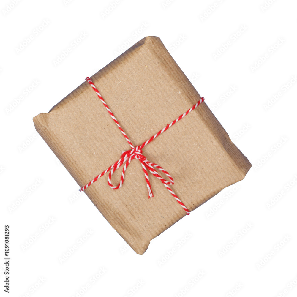 Holiday present wrapped in recycled paper