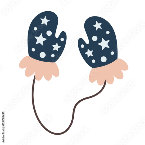 Winter mittens clipart. Cute hand draw seasonal object. Vector illustration in flat style	
