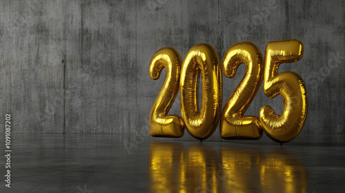 A new year ballun 3D glossy of the 2025 number with an gold photo