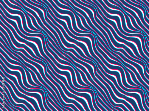 Seamless lines geometric pattern with optical illusion, abstract op art minimal vector background with parallel stripes, lined design for wallpaper or website.