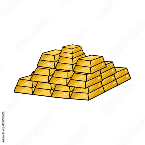mountainous piles of gold bars vector illustration