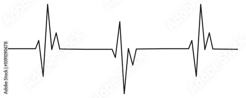 Heart beat icon vector, heart beat line icon, EKG heart beat icon, cardiogram line icon, black color heart rate line icon vector isolated on white background.