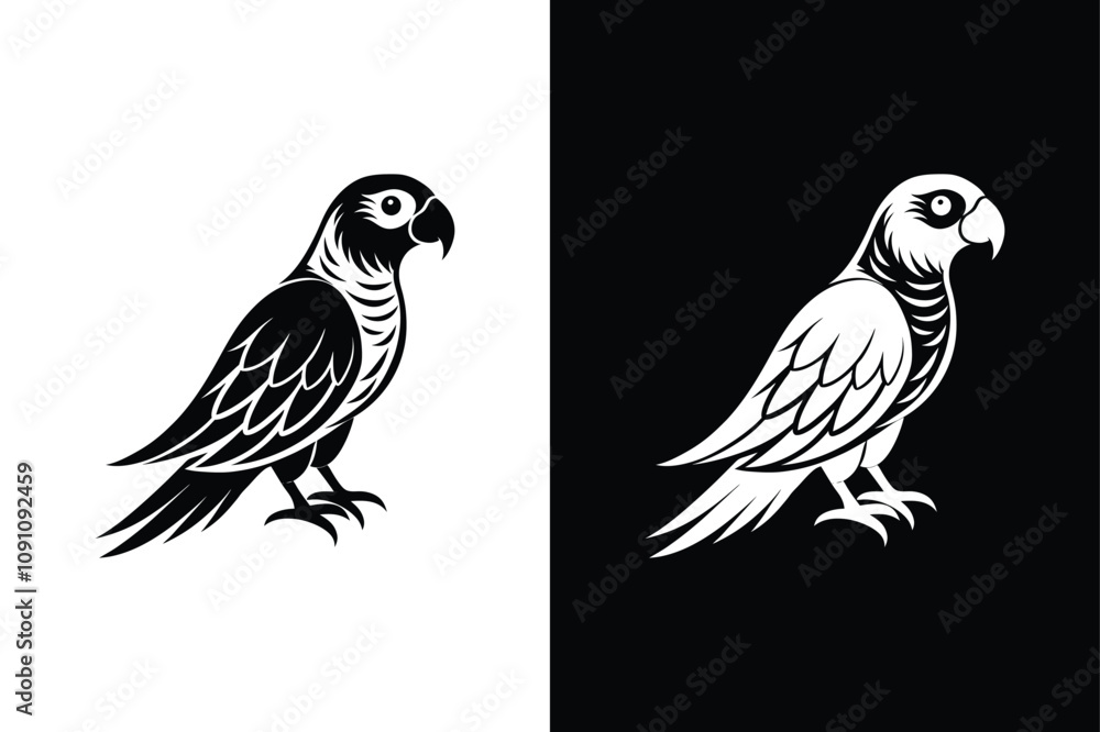 Fototapeta premium Parrot icon isolated on on White Background Vector Art Illustration on white background.