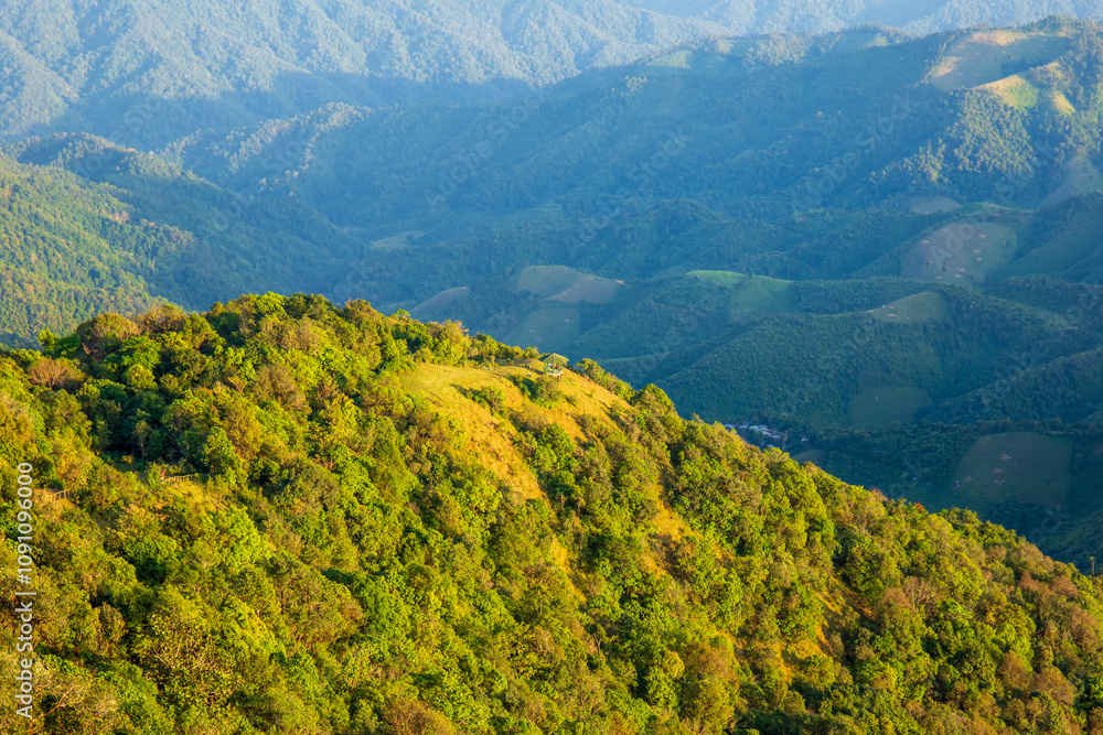 Fototapeta premium Doi Pui Ko, a tourist attraction, a camping site, a viewpoint, Mae Hong Son, Thailand