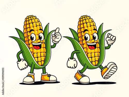 Corn character cartoon mascot, suitable for diet, food, health and business