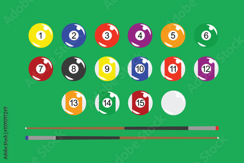 biliard eight balls illustration