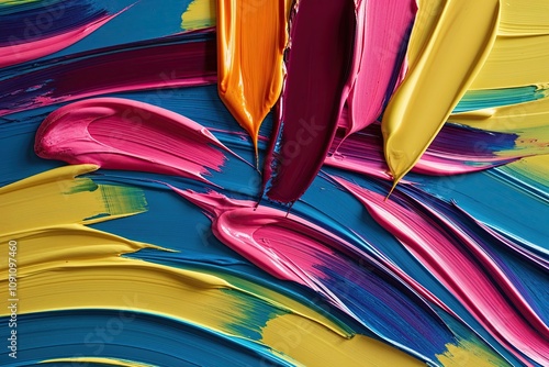 Vibrant Acrylic Paint Strokes with Textured Design for Modern Aesthetic Backgrounds photo