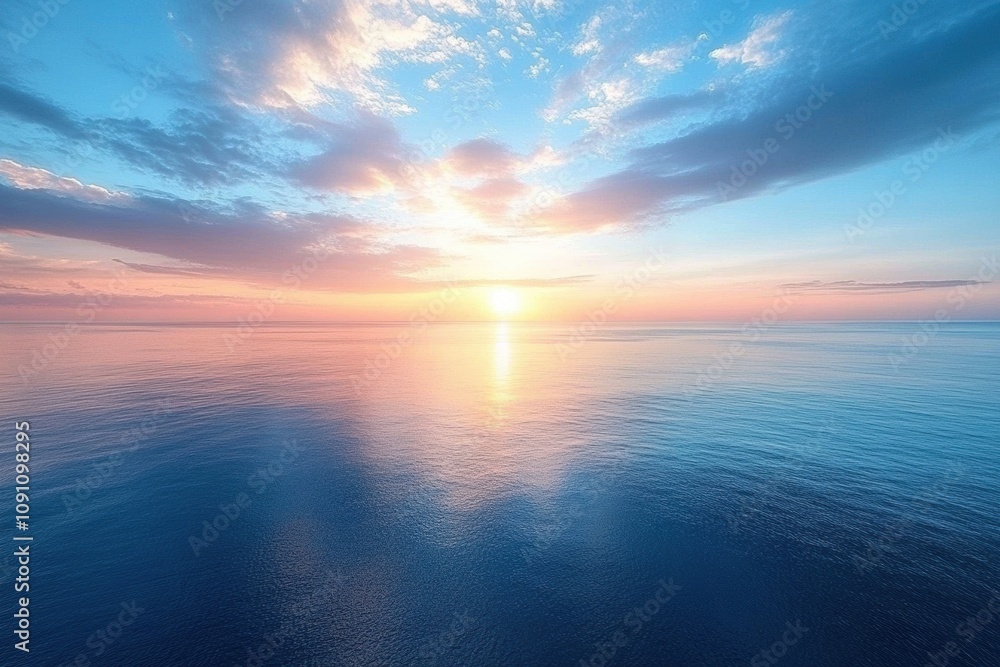 Fototapeta premium Ocean Sunset Sky Background Tranquil Nature Landscape Abstract Colors