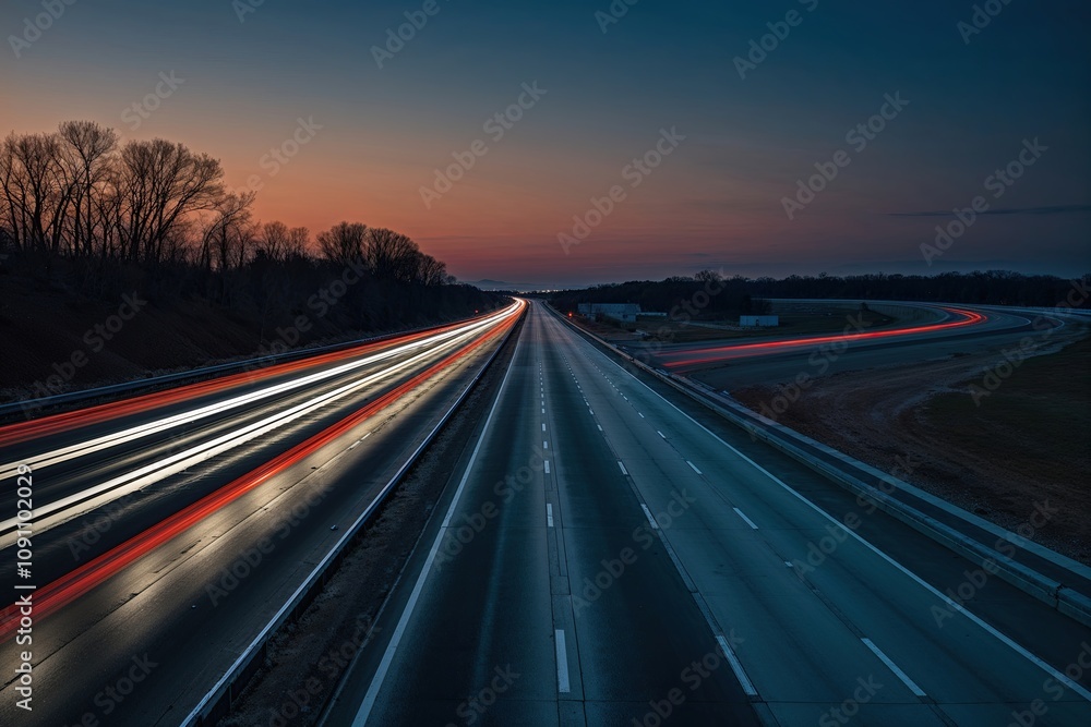 Obraz premium Twilight Blacktop Freeway Secrets for Clandestine Transactions and Nighttime Adventures
