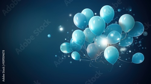 Colorful Balloons with Streamers in a Bright Background