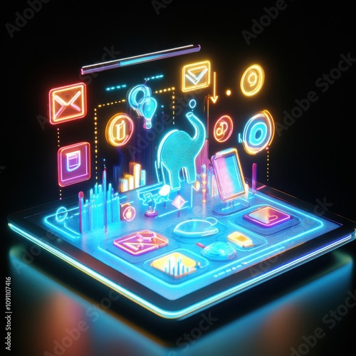 Wallpaper Mural Innovative digital learning interface featuring online education apps virtual workspace interactive technology futuristic design engaging user experience Torontodigital.ca