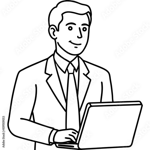  businessman holding laptop