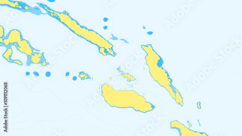 Nautical Chart Style Illustration of Guadalcanal