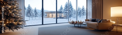 Christmas tree with snow-dusted branches indoors holiday charcuterie board