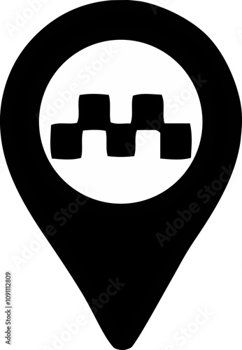 Taxi map location line icon vector in black color