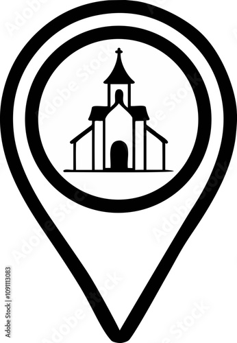 Map location church vector pin icon in white color for religious places 