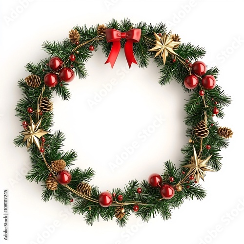 Wallpaper Mural Elegant Minimalist 3D Cartoon Christmas Garland on White Background Torontodigital.ca