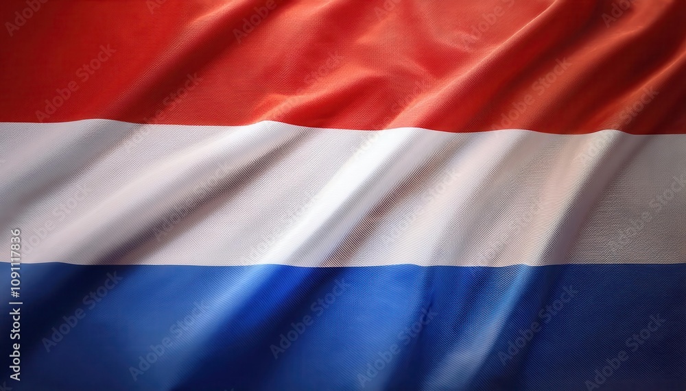 Obraz premium The Netherlands National Flag. Symbolizing Unity and Heritage Through Red, White, and Blue Stripes with a Focus on Cultural Pride and Historical Significance in Modern Representation