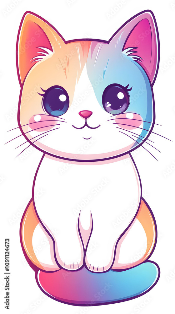 Cute cartoon kitten with a playful and funny expression Cute cartoon kitten with a playful and funny expression