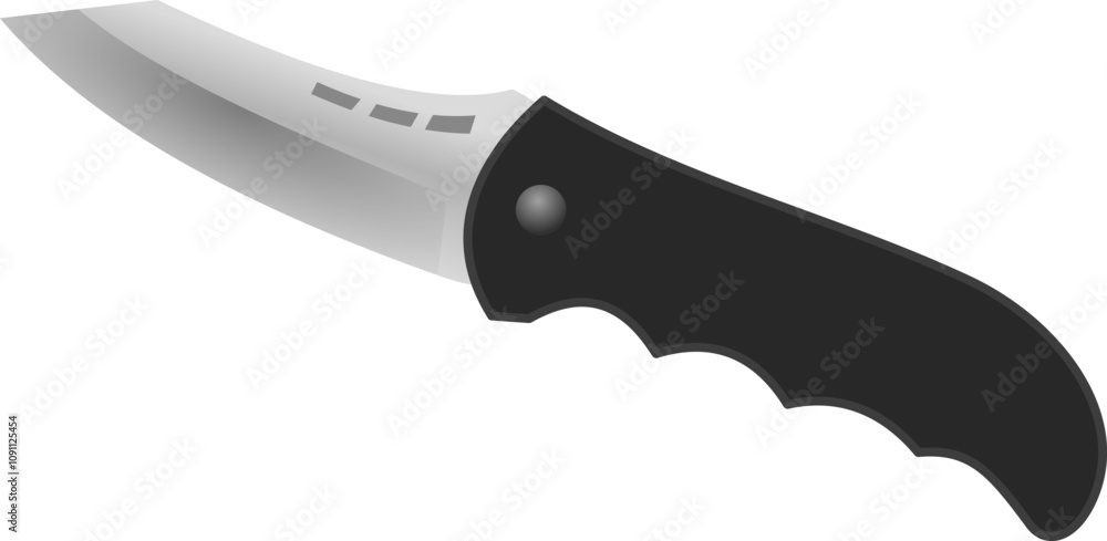 Obraz premium Jack Knife. Side profile of a knife with rotating blade ready for animation. Isolated vector illustration.