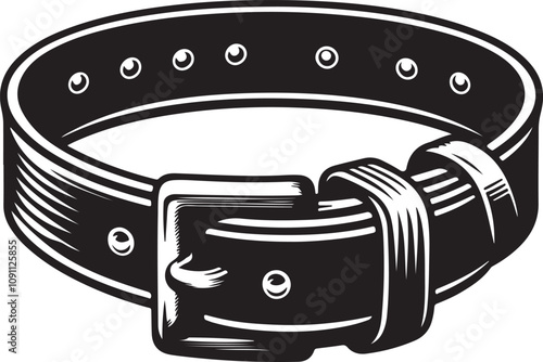 dog collar logo silhouette vector art illustration