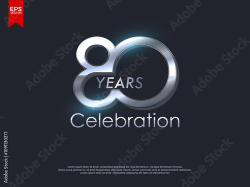 80th Anniversary celebration vector design with a luxurious silver feel. 80th Anniversary Celebration