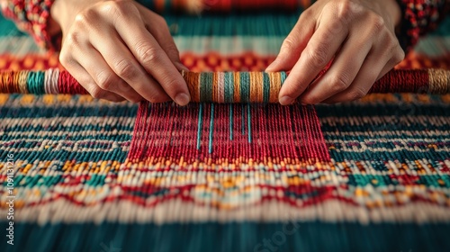 Weaving traditional textiles artisan workshop craftsmanship indoor close-up cultural heritage