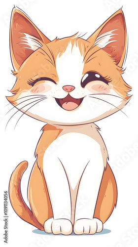  Cute cartoon kitten with a playful and funny expression