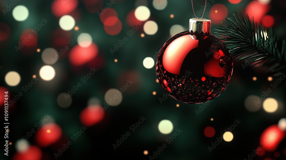 A blurred Christmas-themed background in red and dark green. A blurred Christmas-themed background in red and dark green.