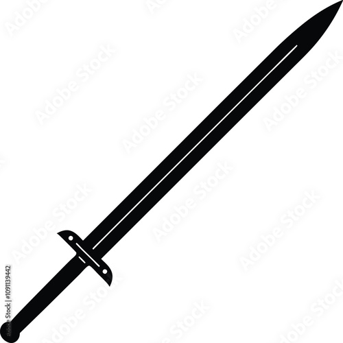 Ornate Fantasy Sword Black and White, Eagle Design, Sharp Blade