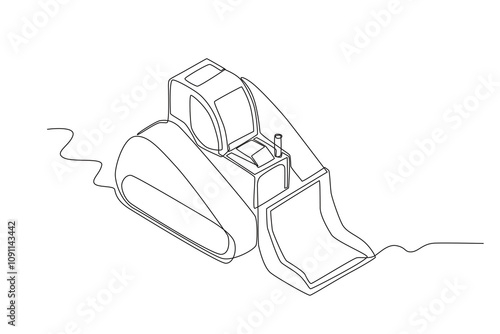  Single continuous line drawing of Bulldozer. Dynamic single line draw design graphic vector illustration.
