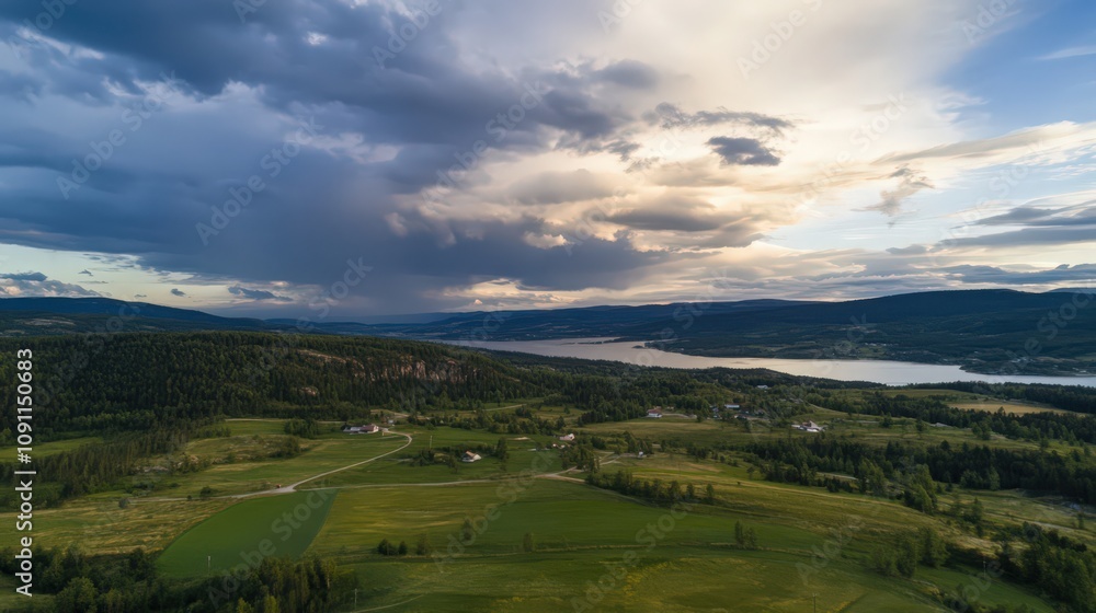 Obraz premium A cloudy sky with a mountain in the background