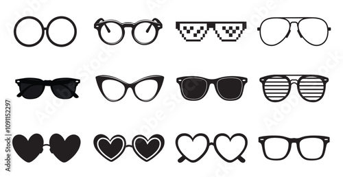 Sunglasses silhouette bundle, Sunglasses icon Set.