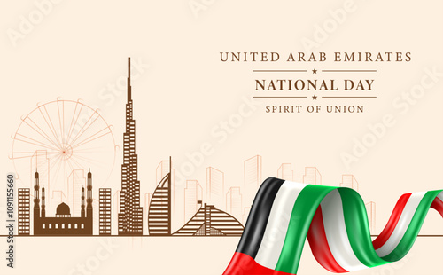 Dubai united Arab Emirates, United Arab Emirates National Day design illustration vector