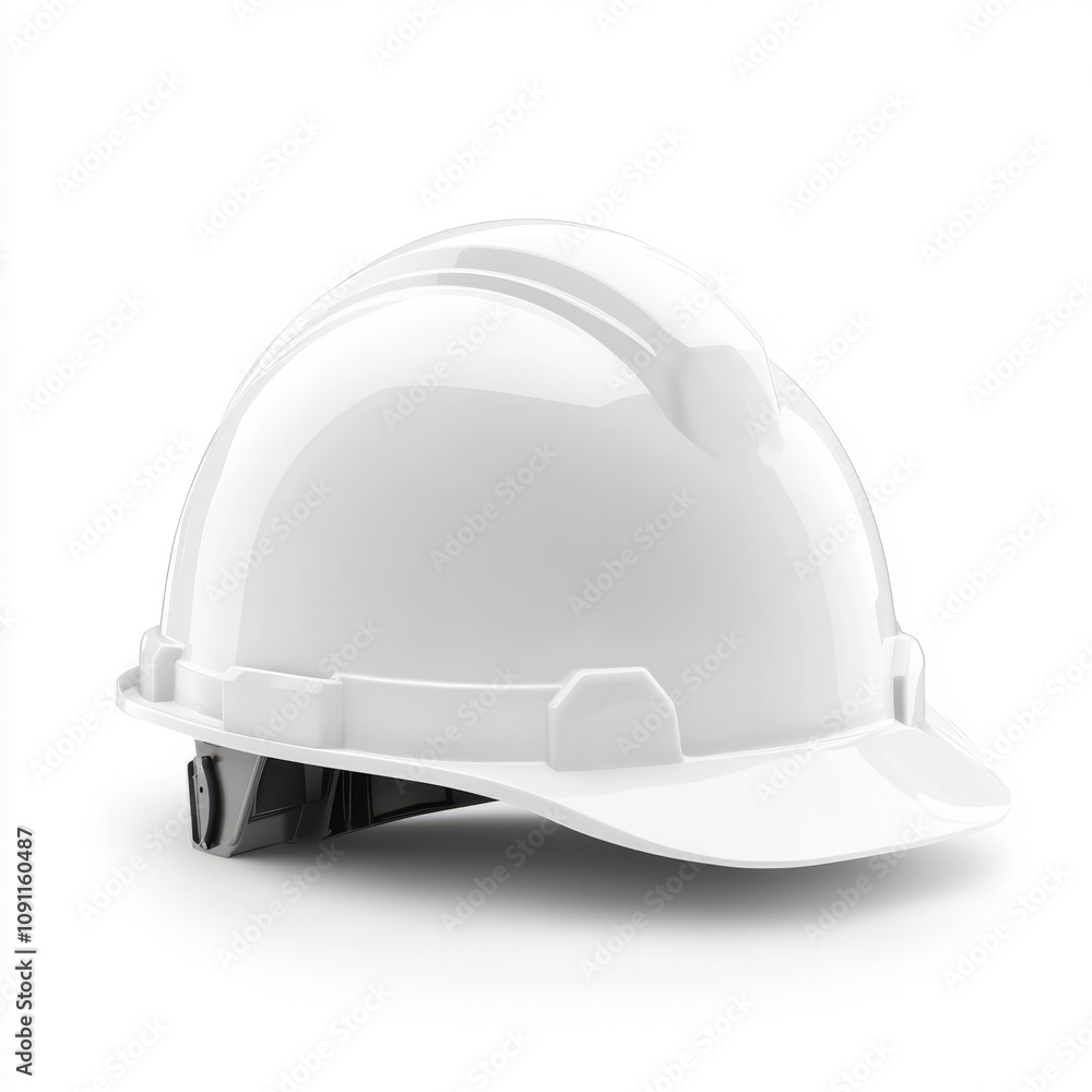 Fototapeta premium white hard hat, safety helmet isolated on white background