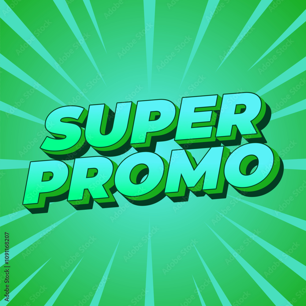 Naklejka premium Super promo. Text effect in square size with bold font and 3D look