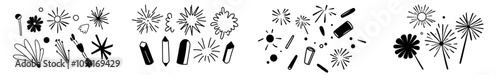 Doodle exclamation. Manga comic rays convey emotion through hand-drawn sparkles, splash, and flash burst symbols. Decorative starburst lines and cartoon surprise 2D explosion bang effects in a modern